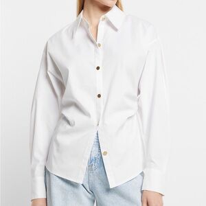 Express Cinched Waist Button Up Shirt